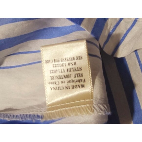 Blue & White Striped Tencel Blouse With Tie-Back & Pop Sleeves By Very J Sz M Ne - Picture 4 of 12